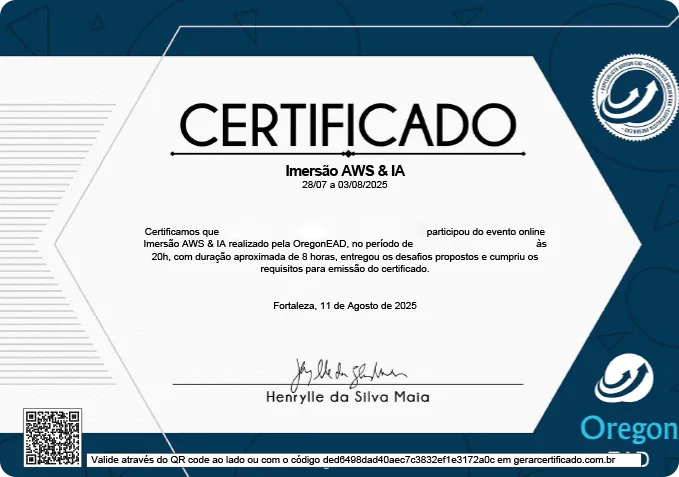 Certificado de Conclusão Imersão AWS